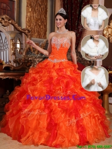 Impression 2016 Sweetheart Beading Sweet 15 Dresses in Orange