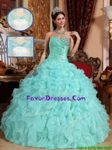 Impression Apple Green Quinceanera Dresses with Beading and Ruffles