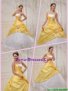 Impression Ball Gown Strapless Quinceanera Dresses in Yellow