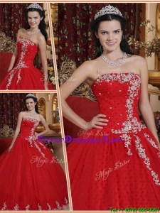 Impression Latest Red Ball Gown Strapless Quinceanera Dresses
