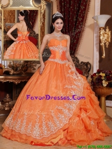 Impression Orange Red Ball Gown Floor Length Quinceanera Dresses