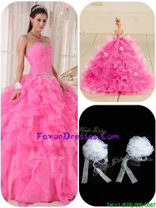 New Style Ball Gown Hot Pink Sweet 16 Gowns with Beading