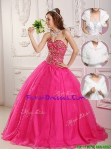 Modern A Line Hot Pink Quinceanera Gowns with Beading