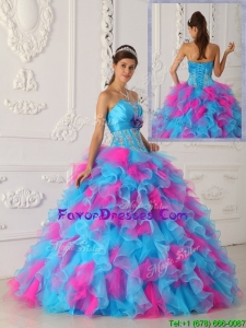 New Style Multi Color Floor Length Appliques Quinceanera Dresses
