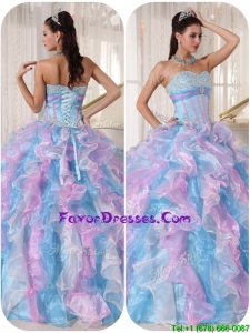 2016 Fashionable Sweetheart Quinceanera Gowns with Ruffles and Appliques