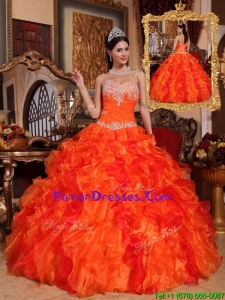2016 Gorgeous Ball Gown Appliques and Beading Quinceanera Dresses