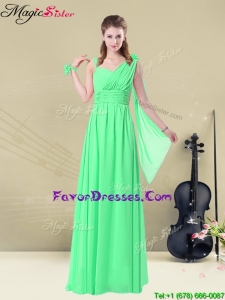2016 Elegant Straps Floor Length Bridesmaid Dresses with Ruching and Belt for Summer