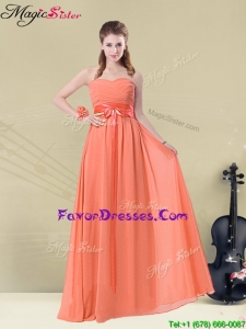 Inexpensive Empire Sweetheart Bridesmaid Dresses with Ruching and Belt for Fall