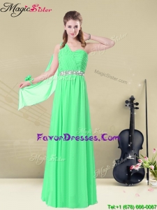 2016 The Most Popular One Shoulder Floor Length Bridesmaid Dresses with Ruching and Belt