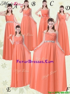 Most Popular Empire Floor Length Bridesmaid Dresses with Ruching and Belt