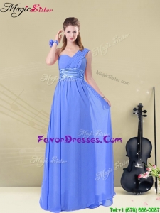 Most Popular One Shoulder Bridesmaid Dresses with Ruching and Belt