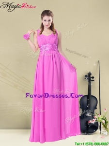 Popular Empire Straps Bridesmaid Dresses with Ruching and Belt