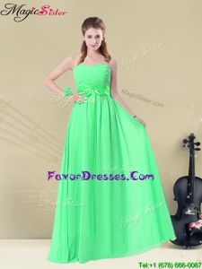 Popular Empire Sweetheart Bridesmaid Dresses with Ruching and Belt