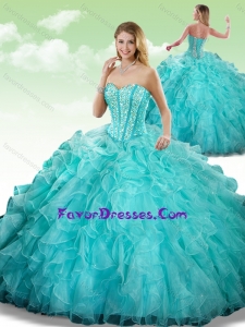 2016 Exquisite Sweetheart Beading Turquoise Quinceanera Dresses in Turquoise