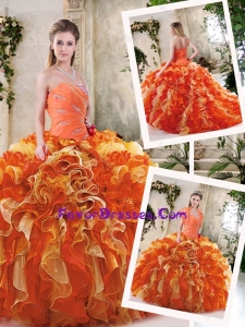 2016 Popular Multi Color Quinceanera Dresses with Beading and Ruffles