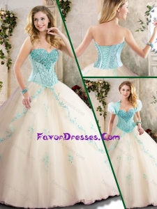 Exquisite Champagne Quinceanera Gowns with Appliques