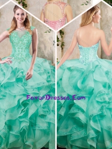 New Appliques and Ruffles Sweet 16 Dresses in Turquois for 2016