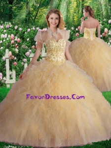 Luxurious Sweetheart Champagne Quinceanera Dresses with Beading