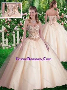 Simple Ball Gowns Sweetheart Appliques Champagne Sweet 16 Dresses