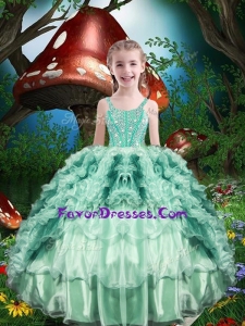 Lovely Straps Little Girl Pageant Dress with Beading and Ruffles