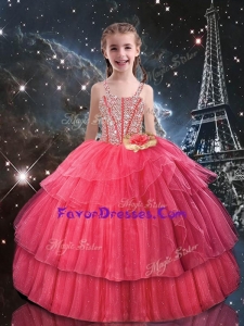 Beautiful Ball Gown Straps Little Girl Pageant Dresses with Beading