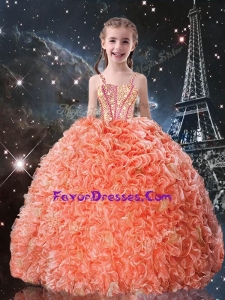 Beautiful Straps Beading Little Girl Pageant Dress for Fall