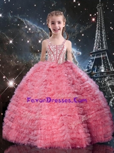 Beautiful Straps Little Girl Pageant Dresses with Beading and Ruffles