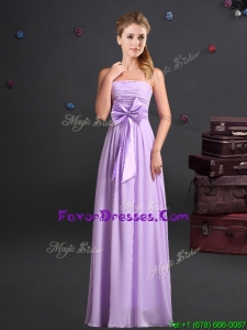 2017 Modern Empire Strapless Chiffon Long Prom Dress in Lavender