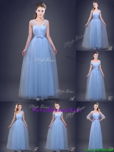 2017 New Empire Bowknot and Ruched Prom Dress in Light Blue