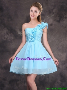 2017 Simple Ruffled Decorated One Shoulder Chiffon Short Prom Dress