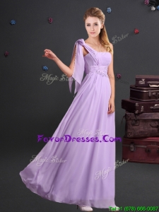 Affordable One Shoulder Ruched Long Prom Dress in Chiffon