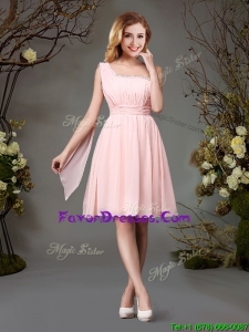 Best Selling Empire Chiffon Beaded Top and Ruched Prom Dress in Pink