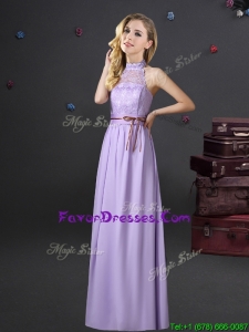 New Style Empire Halter Top Lavender Dama Dress in Chiffon