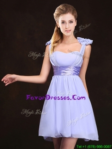 Trendy Empire Straps Lavender Dama Dress with Bowknot for 2017