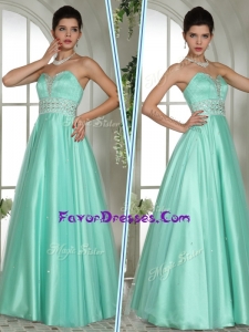 2016 Elegant A Line Sweetheart Beading Prom Dresses in Apple Green