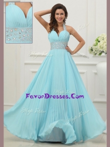2016 Elegant Halter Top Prom Dress with Beading and Paillette
