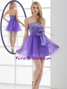 2016 Elegant Sweetheart Eggplant Purple Short Prom Dresses with Beading