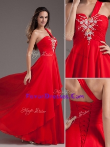 Cheap Elegante One Shoulder Red Prom Dress with Beading