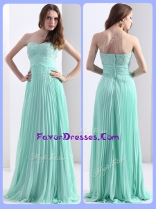 2016 Latest Beading and Sequins Apple Green Prom Dresses with Brush Train