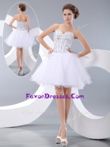 2016 Plus Size White Short Prom Dresses with Beading for Cocktail