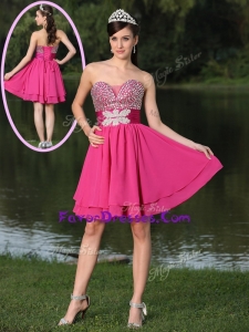 2016 Inexpensive Short Sweetheart Beading Prom Dresses in Hot Pink