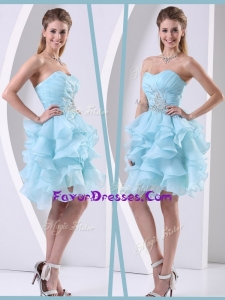 2016 Mini Length Sweetheart Short Prom Dress with Beading and Ruffles