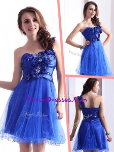 2016 Plus Size One Shoulder Prom Dresses with Beading and Hand Made Flowers