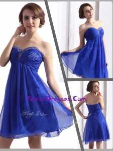 2016 Plus Size Sweetheart Beading Short Prom Dresses in Blue