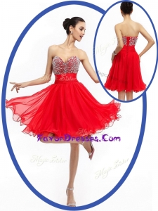 2016 Plus SizeSweetheart Red Short Prom Dresses with Beading