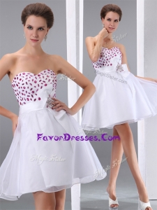 2016 Popular Sweetheart White Short Prom Dresses with Beading