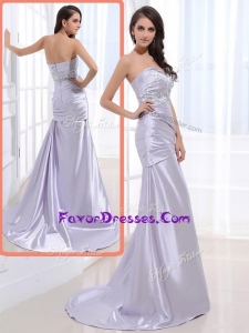 2016 Pretty Column Sweetheart Prom Dresses with Beading and Ruching