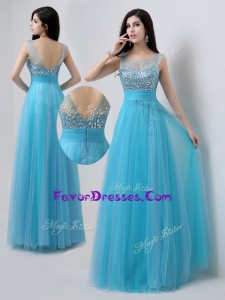 2016 Pretty Scoop Empire Beading Prom Dresses in Baby Blue