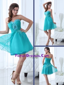 2016 Pretty Short Sweetheart Beading Prom Dress in Turquoise
