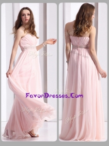 Plus Size Strapless Beading Long Prom Dresses in Baby Pink